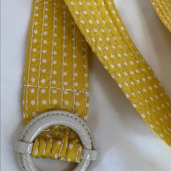 J.CREW S/M Yellow Polka Dot Quilted Silk Belt VERY NICE! - Picture 2 of 5